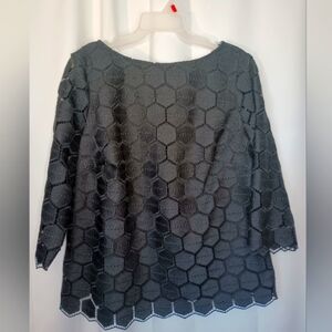 RSVP By Talbots Black Lace Top 1X Scallop Boat Neck Lined Formal Goth Whimsigoth